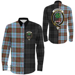 ScotsTee Shop Scottish Anderson Ancient Clan Crest Half Tartan Long Sleeve Shirt