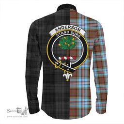 ScotsTee Shop Scottish Anderson Ancient Clan Crest Half Tartan Long Sleeve Shirt