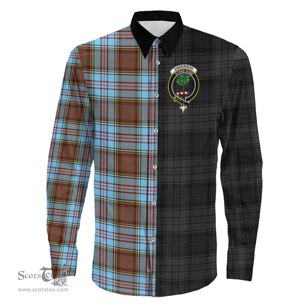 ScotsTee Shop Scottish Anderson Ancient Clan Crest Half Tartan Long Sleeve Shirt