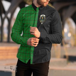 ScotsTee Shop Scottish Don _Tribe of Mar Clan Crest Half Tartan Long Sleeve Shirt