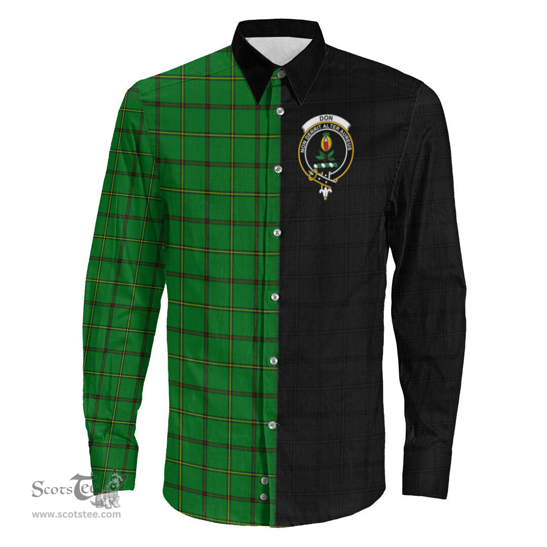ScotsTee Shop Scottish Don _Tribe of Mar Clan Crest Half Tartan Long Sleeve Shirt