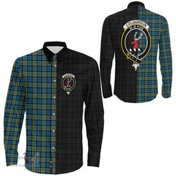 ScotsTee Shop Scottish Colquhoun Ancient Clan Crest Half Tartan Long Sleeve Shirt