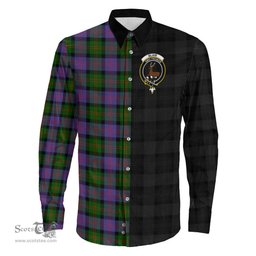 ScotsTee Shop Scottish Blair Modern Clan Crest Half Tartan Long Sleeve Shirt