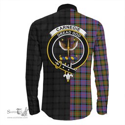 ScotsTee Shop Scottish Carnegie Ancient Clan Crest Half Tartan Long Sleeve Shirt