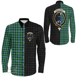 ScotsTee Shop Scottish Arbuthnot Ancient Clan Crest Half Tartan Long Sleeve Shirt