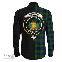 ScotsTee Shop Scottish Dundas Modern Clan Crest Half Tartan Long Sleeve Shirt