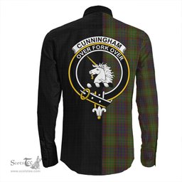 ScotsTee Shop Scottish Cunningham Hunting Modern Clan Crest Half Tartan Long Sleeve Shirt