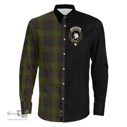 ScotsTee Shop Scottish Cunningham Hunting Modern Clan Crest Half Tartan Long Sleeve Shirt