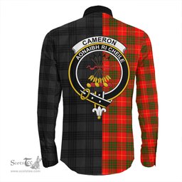 ScotsTee Shop Scottish Cameron Modern Clan Crest Half Tartan Long Sleeve Shirt