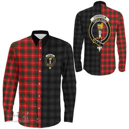 ScotsTee Shop Scottish Chisholm Modern Clan Crest Half Tartan Long Sleeve Shirt