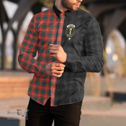 ScotsTee Shop Scottish Chisholm Ancient Clan Crest Half Tartan Long Sleeve Shirt