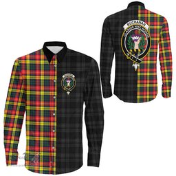 ScotsTee Shop Scottish Buchanan Modern Clan Crest Half Tartan Long Sleeve Shirt