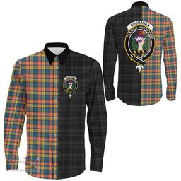 ScotsTee Shop Scottish Buchanan Ancient Clan Crest Half Tartan Long Sleeve Shirt