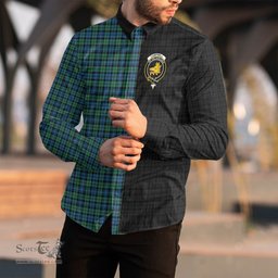 ScotsTee Shop Scottish Campbell Ancient 02 Clan Crest Half Tartan Long Sleeve Shirt