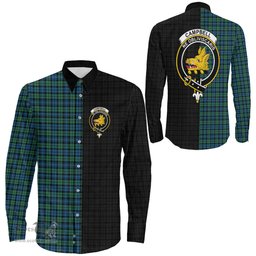 ScotsTee Shop Scottish Campbell Ancient 02 Clan Crest Half Tartan Long Sleeve Shirt