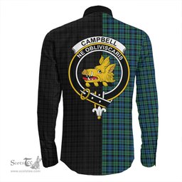 ScotsTee Shop Scottish Campbell Ancient 02 Clan Crest Half Tartan Long Sleeve Shirt