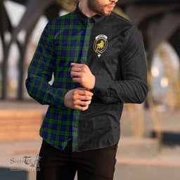 ScotsTee Shop Scottish Campbell Modern Clan Crest Half Tartan Long Sleeve Shirt