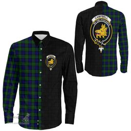 ScotsTee Shop Scottish Campbell Modern Clan Crest Half Tartan Long Sleeve Shirt