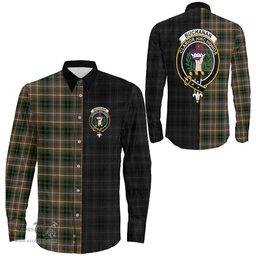 ScotsTee Shop Scottish Buchanan Hunting Clan Crest Half Tartan Long Sleeve Shirt