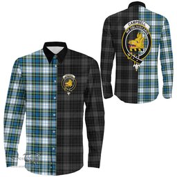 ScotsTee Shop Scottish Campbell Dress Ancient Clan Crest Half Tartan Long Sleeve Shirt