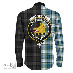 ScotsTee Shop Scottish Campbell Dress Ancient Clan Crest Half Tartan Long Sleeve Shirt