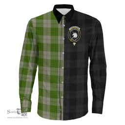 ScotsTee Shop Scottish Cunningham Dress Green Dancers Clan Crest Half Tartan Long Sleeve Shirt
