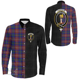 ScotsTee Shop Scottish Chisholm Hunting Modern Clan Crest Half Tartan Long Sleeve Shirt