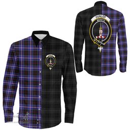 ScotsTee Shop Scottish Dunlop Modern Clan Crest Half Tartan Long Sleeve Shirt