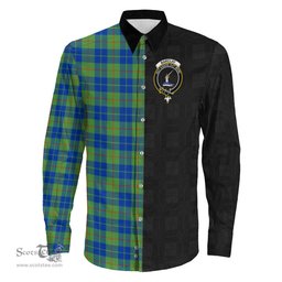 ScotsTee Shop Scottish Barclay Hunting Ancient Clan Crest Half Tartan Long Sleeve Shirt
