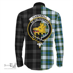 ScotsTee Shop Scottish Campbell Dress Clan Crest Half Tartan Long Sleeve Shirt