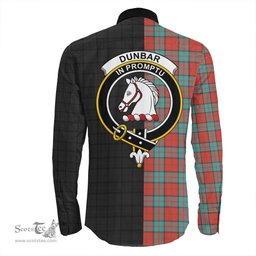 ScotsTee Shop Scottish Dunbar Ancient Clan Crest Half Tartan Long Sleeve Shirt