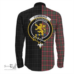 ScotsTee Shop Scottish Cumming Hunting Modern Clan Crest Half Tartan Long Sleeve Shirt