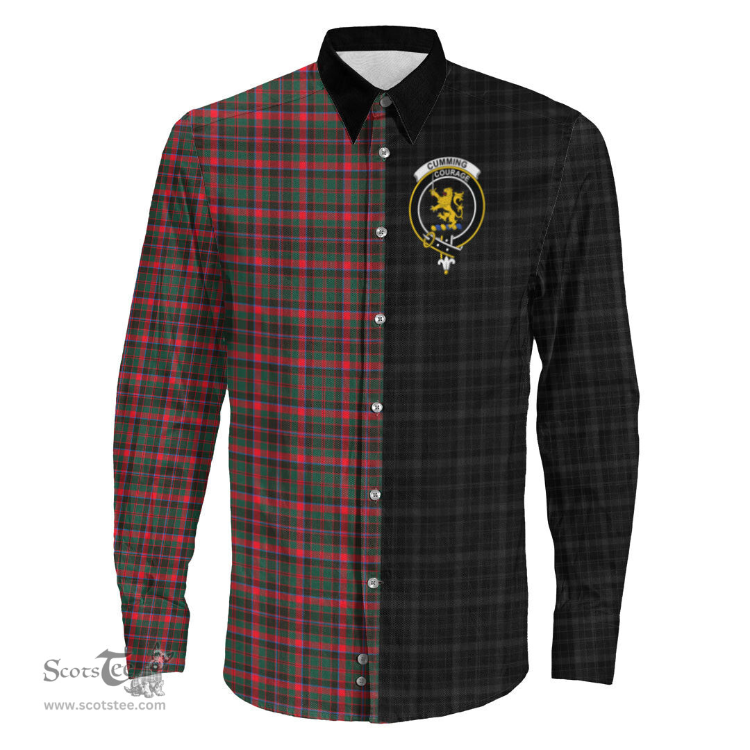ScotsTee Shop Scottish Cumming Hunting Modern Clan Crest Half Tartan Long Sleeve Shirt