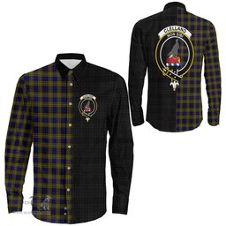 ScotsTee Shop Scottish Clelland Modern Clan Crest Half Tartan Long Sleeve Shirt