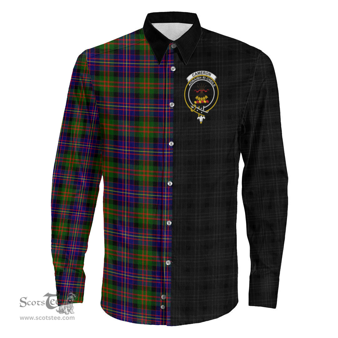 ScotsTee Shop Scottish Cameron of Erracht Modern Clan Crest Half Tartan Long Sleeve Shirt