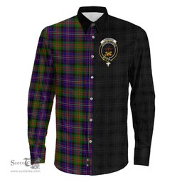 ScotsTee Shop Scottish Cameron of Erracht Modern Clan Crest Half Tartan Long Sleeve Shirt