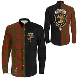 ScotsTee Shop Scottish Drummond Clan Clan Crest Half Tartan Long Sleeve Shirt