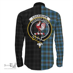 ScotsTee Shop Scottish Cockburn Modern Clan Crest Half Tartan Long Sleeve Shirt