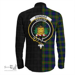 ScotsTee Shop Scottish Dundas Modern 02 Clan Crest Half Tartan Long Sleeve Shirt