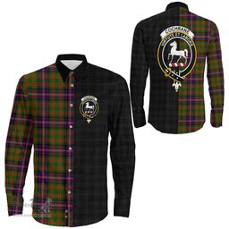 ScotsTee Shop Scottish Cochrane Modern Clan Crest Half Tartan Long Sleeve Shirt