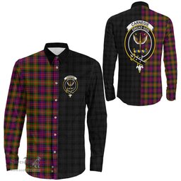 ScotsTee Shop Scottish Carnegie Modern Clan Crest Half Tartan Long Sleeve Shirt