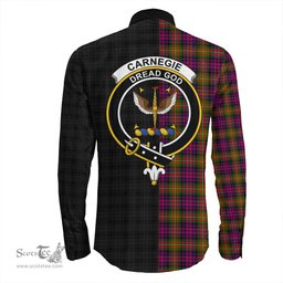 ScotsTee Shop Scottish Carnegie Modern Clan Crest Half Tartan Long Sleeve Shirt