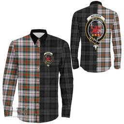 ScotsTee Shop Scottish MacDuff Dress Ancient Clan Crest Half Tartan Long Sleeve Shirt