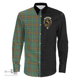ScotsTee Shop Scottish MacKintosh Hunting Ancient Clan Crest Half Tartan Long Sleeve Shirt