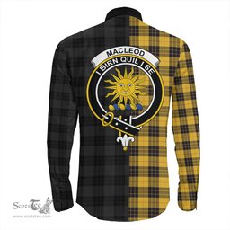 ScotsTee Shop Scottish MacLeod of Lewis Ancient Clan Crest Half Tartan Long Sleeve Shirt