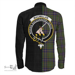 ScotsTee Shop Scottish MacMillan Hunting Modern Clan Crest Half Tartan Long Sleeve Shirt