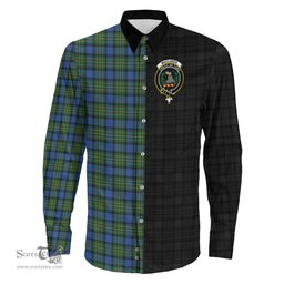 ScotsTee Shop Scottish MacLaren Ancient Clan Crest Half Tartan Long Sleeve Shirt