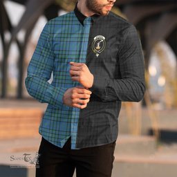ScotsTee Shop Scottish Matheson Hunting Ancient Clan Crest Half Tartan Long Sleeve Shirt