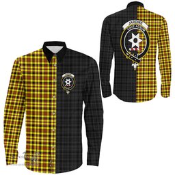 ScotsTee Shop Scottish Jardine Clan Crest Half Tartan Long Sleeve Shirt
