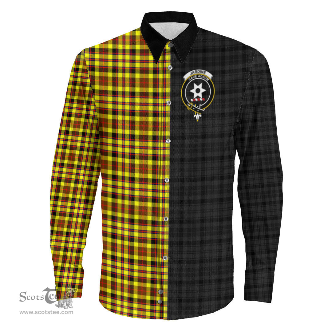 ScotsTee Shop Scottish Jardine Clan Crest Half Tartan Long Sleeve Shirt